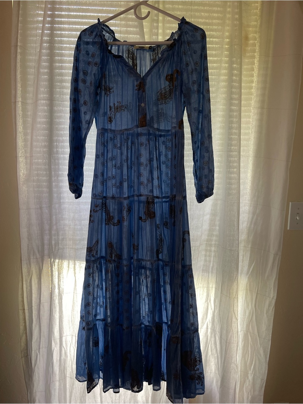 Dolma Blue Maxi Dress with Tiered Skirt